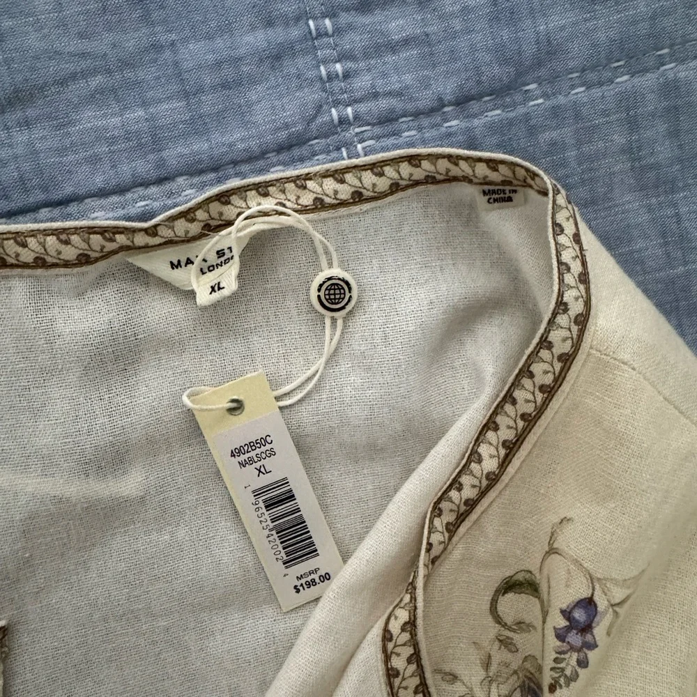Max Studio linen Elegant Cream  Floral Dress size XL - Picture 4 of 8